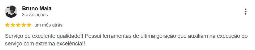 Avaliação de cinco estrelas de Bruno Maia para a F.Santos